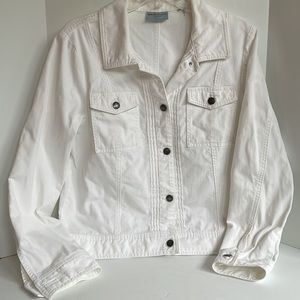 Valerie Stevens button front white denim jacket size large